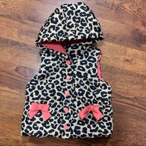 Animal Print Bow Accent Hooded Vest Size 2T - 3T